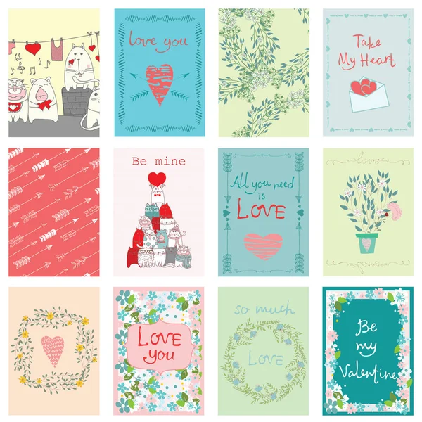 Valentines Day Greeting Cards — Stock Vector