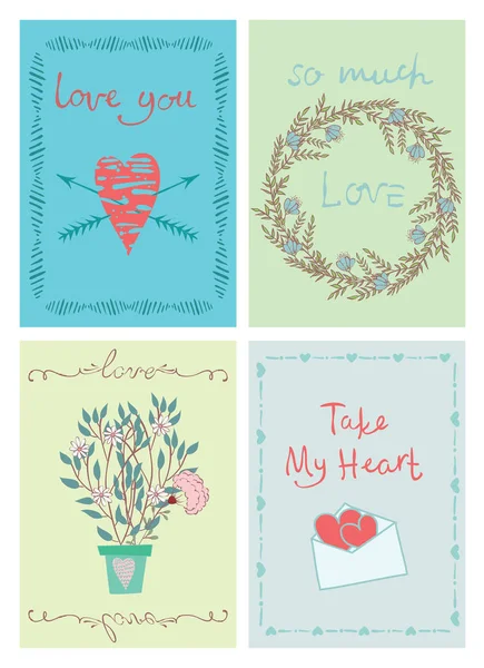 Tarjetas de felicitación del Día de San Valentín — Vector de stock