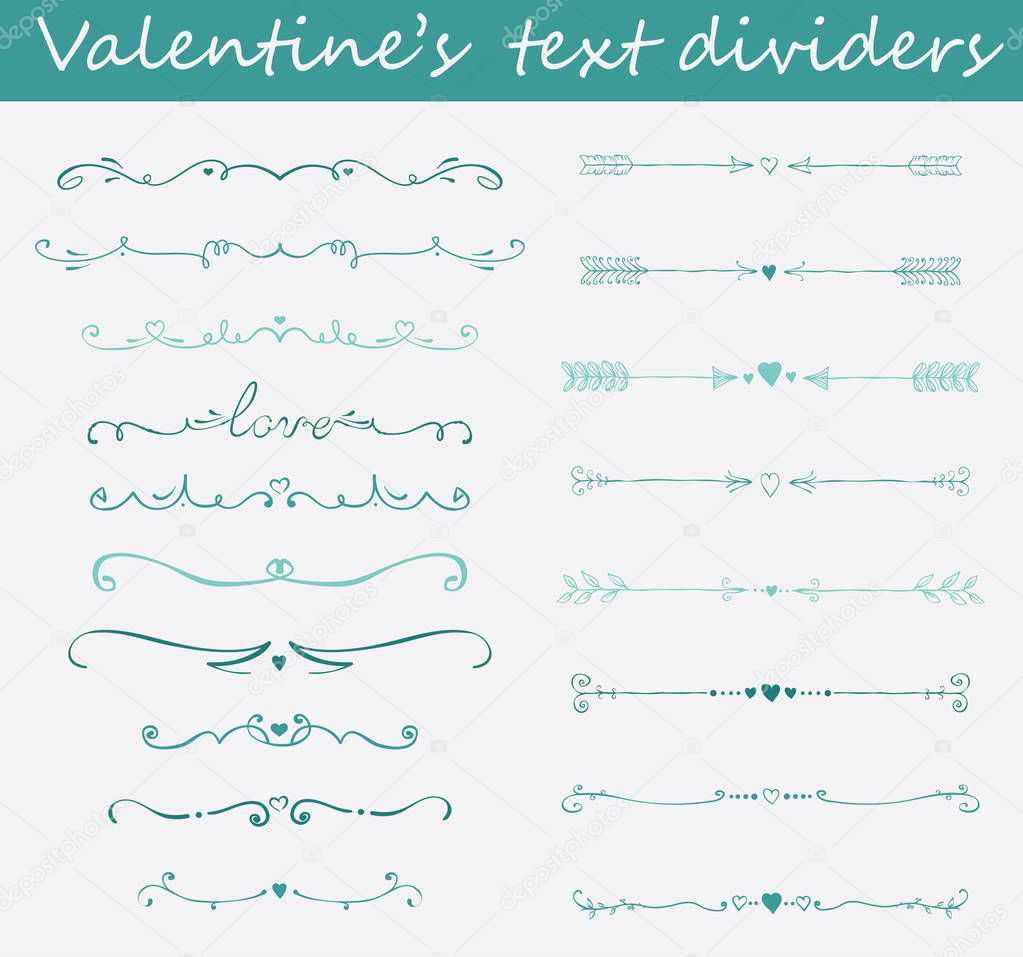 Valentines text dividers