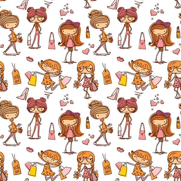 Doodle filles de mode — Image vectorielle