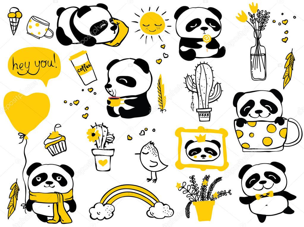 Panda doodle kid set.