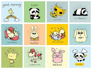 Sevimli hayvanlar kartlarla