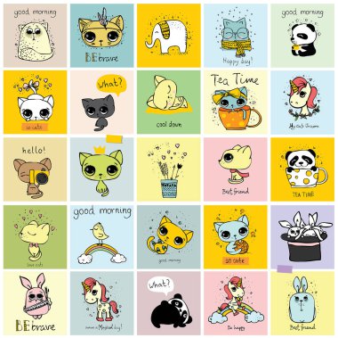 Sevimli hayvanlar kartlarla