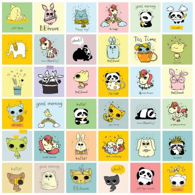 Sevimli hayvanlar kartlarla