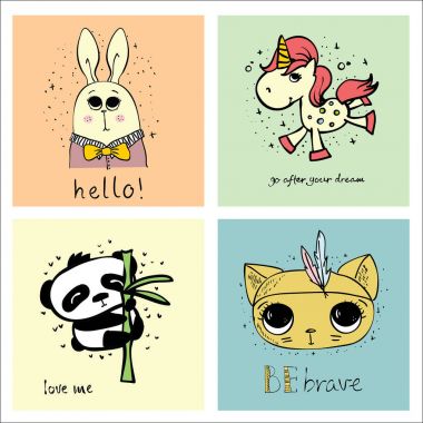 Sevimli hayvanlar kartlarla