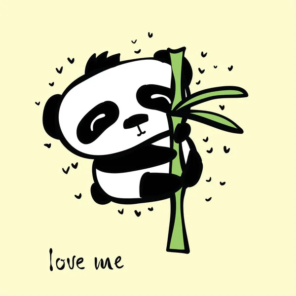 Leuke kaart met doodle panda — Stockvector