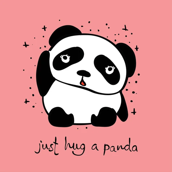 Leuke kaart met doodle panda — Stockvector