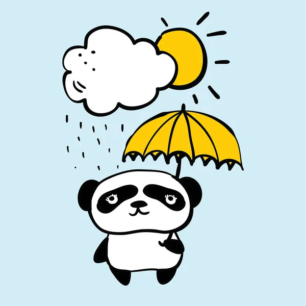 Cartão bonito com doodle panda —  Vetores de Stock