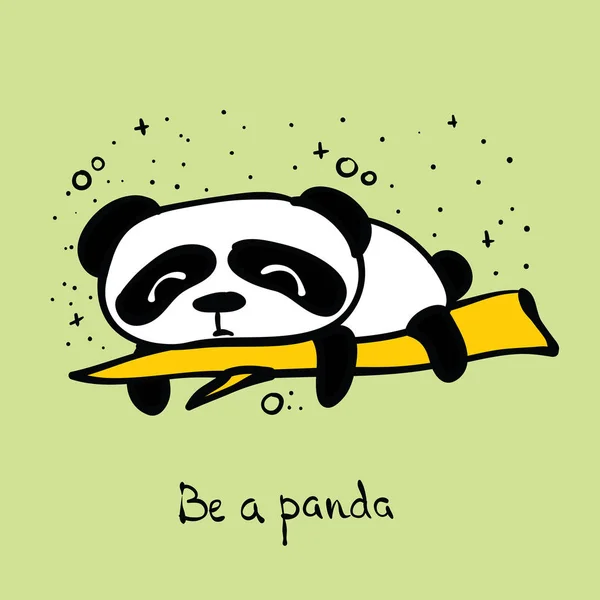 Söt kort med doodle panda — Stock vektor