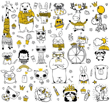 Doodle hayvan koleksiyonu