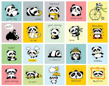 Doodle pandalar kartlarla