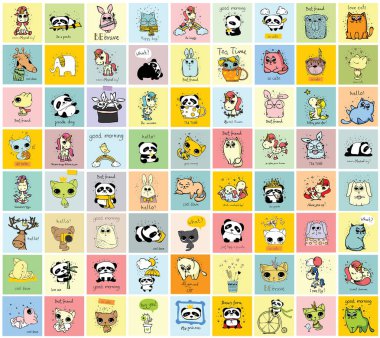 Doodle hayvanlarla kartları