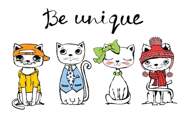 Dessins élégants chats — Image vectorielle