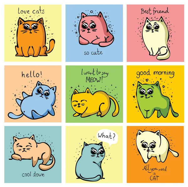 Doodle-Katzen-Symbole — Stockvektor