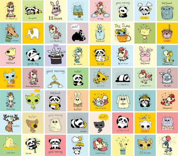 Doodle hayvanlarla kartları