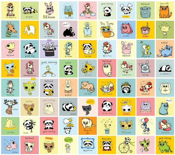 Doodle hayvanlarla kartları