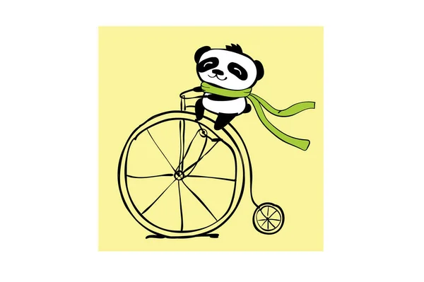 Carte avec panda doodle — Image vectorielle