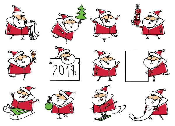 Christmas Set Santa Claus Symbol Year Dog — Stock Vector