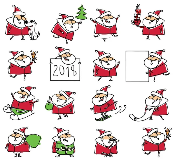 Kerst Set Van Santa Claus Symbool Van Het Jaar Hond — Stockvector