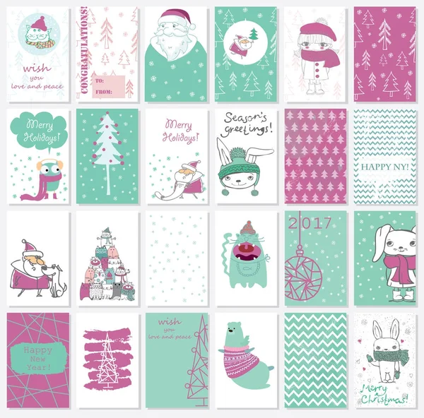 Collection Christmas Greeting Cards Templates 2018 — Stock Vector