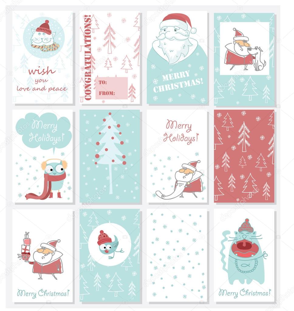 Collection of Christmas greeting cards templates 2018