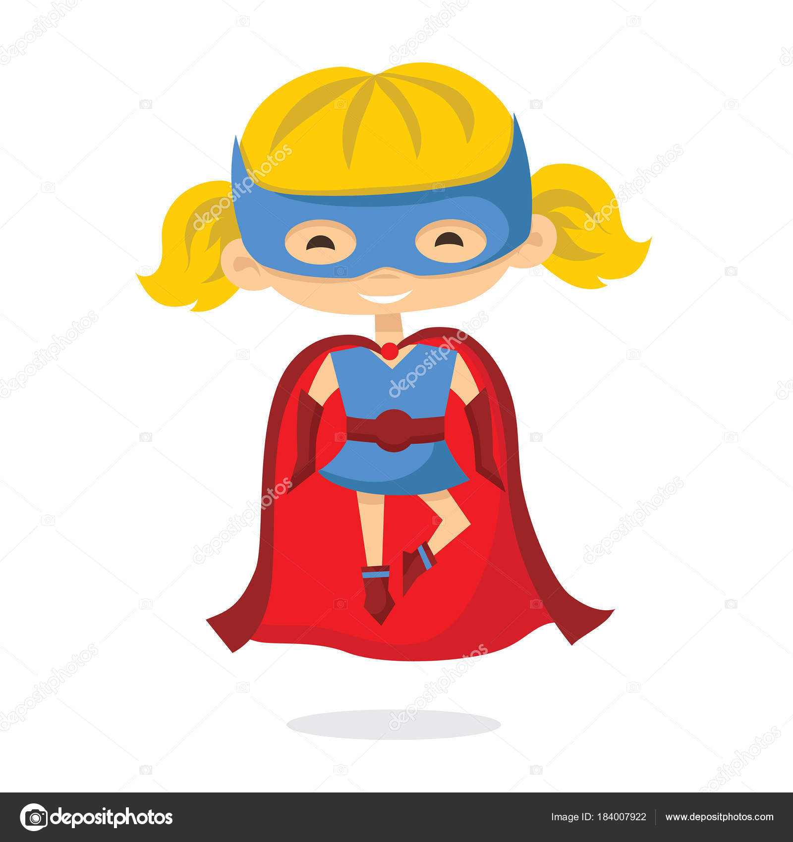 Vector Illustration Design Fille Super Héros Dessin Animé Dans Manteau — Image vectorielle
