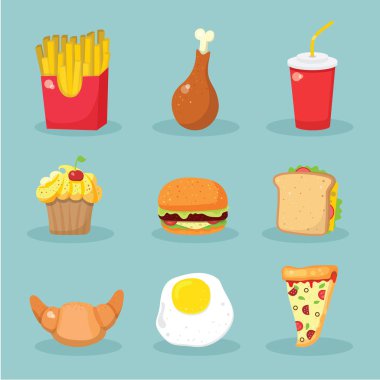 vektör çizim tasarım karikatür komik gıda duyguları ile ayarla