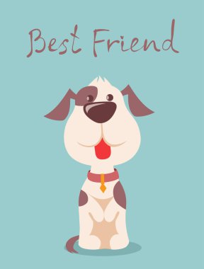 sevimli çizgi köpek yavrusu üzerinde mavi arka plan izole tasarımını illüstrasyon vektör