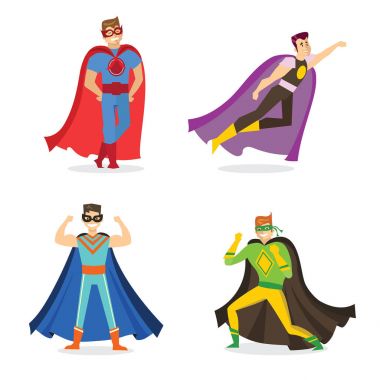 vektör çizim tasarım süper kahraman pelerin çizgi film seti
