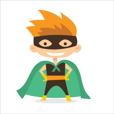 vektör çizim tasarım pelerin çizgi film süper kahraman çocuk