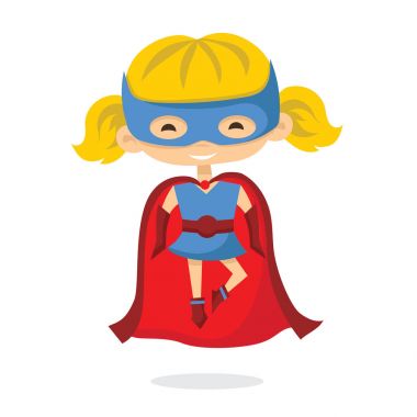 vektör çizim tasarım bir pelerin çizgi film süper kahraman kız