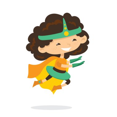 vektör çizim tasarım bir pelerin çizgi film süper kahraman kız