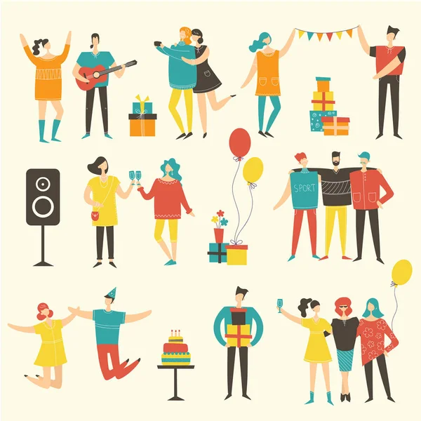 vektör çizim tasarım sevimli çizgi arkadaşlar kümesinin beyaz arka plan üzerinde izole