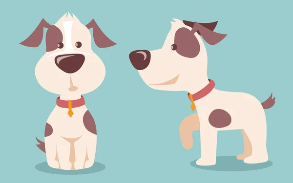 Gambar Vektor Desain Kartun Anak Anjing Lucu Set Terisolasi Latar - Stok Vektor