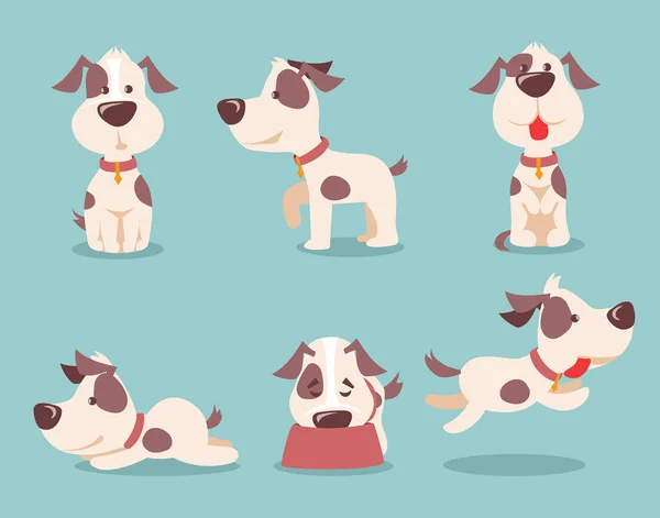Vector Ilustración Diseño Lindo Conjunto Cachorro Dibujos Animados Aislado Sobre — Vector de stock