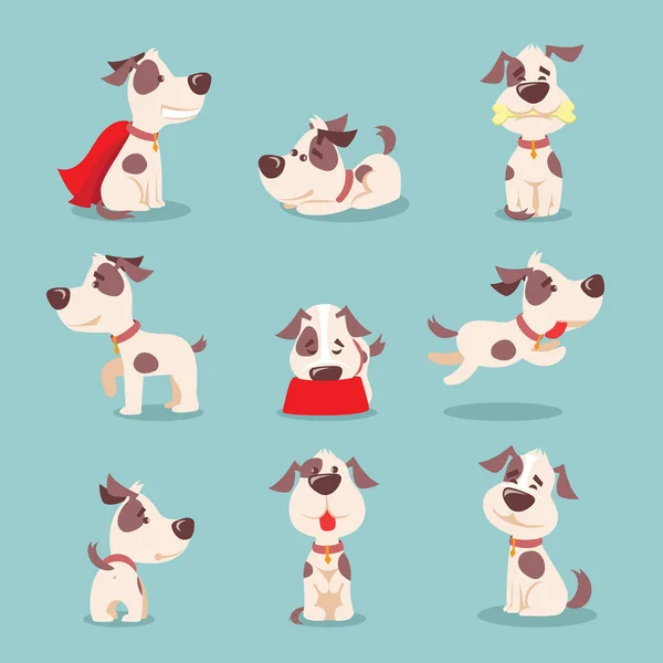 Vector Ilustración Diseño Lindo Conjunto Cachorro Dibujos Animados Aislado Sobre — Vector de stock