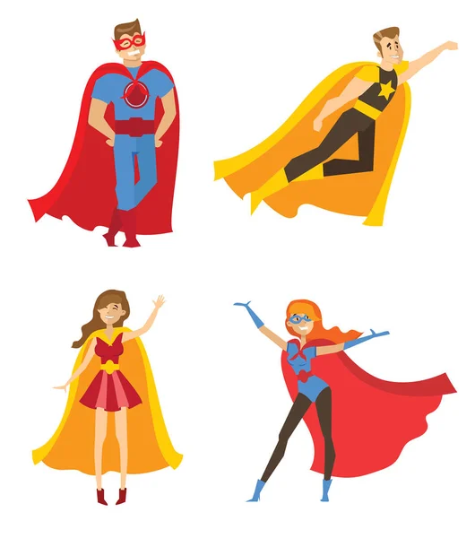 Desenho Ilustração Vetorial Conjunto Desenhos Animados Super Herói Capa —  Vetores de Stock