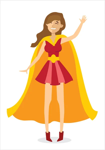 Vector Ilustración Diseño Dibujos Animados Super Héroe Mujer Capa — Vector de stock