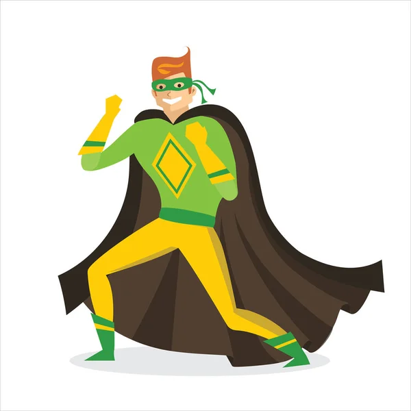 Vector Ilustración Diseño Dibujos Animados Super Héroe Hombre Capa — Vector de stock
