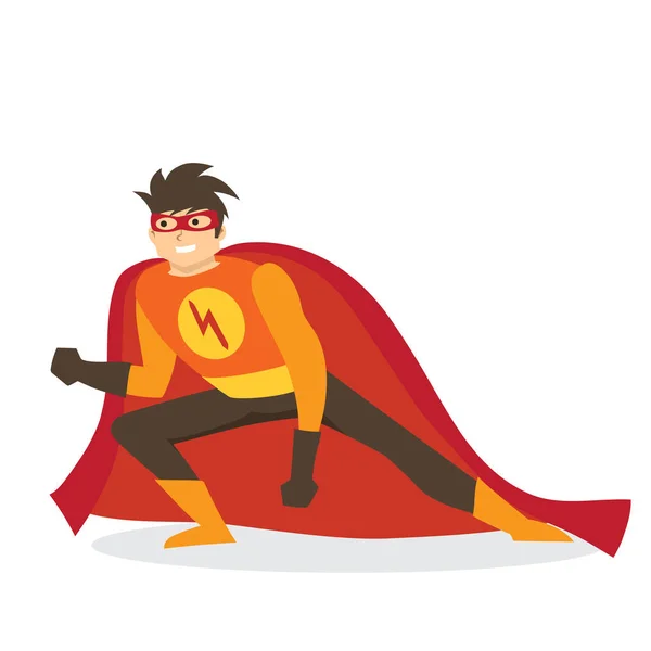 Векторна Ілюстрація Плоскому Дизайні Чоловічого Супергероя Смішному Костюмі Коміксів — стоковий вектор