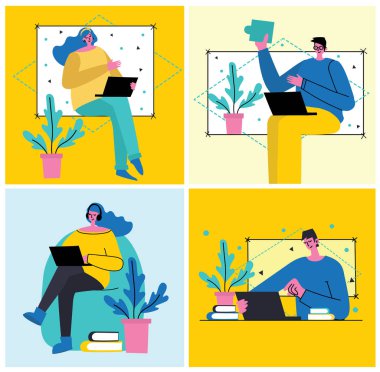 İnsanlar, iş. vektör illüstrasyonu 