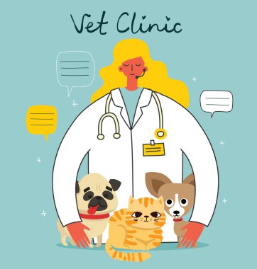 veteriner kliniği vektör illüstrasyonu. İlaç.