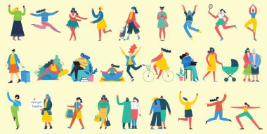 Kadın vektör çizimi seti 