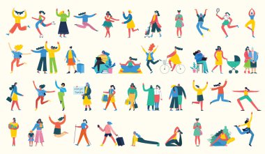 Kadın vektör çizimi seti 