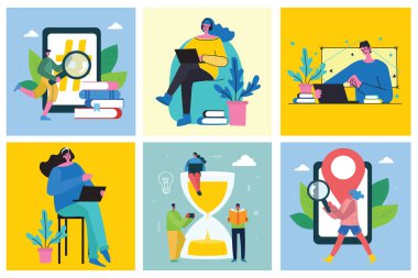 İş adamlarının renk vektörü çizimi