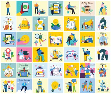 İş adamlarının renk vektörü çizimi