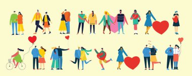 Sevgililer günü çizim kartı vektör çizimi. İnsanlar tatil konsepti