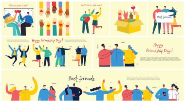 Happy friendship day card template, simply vector illustration 