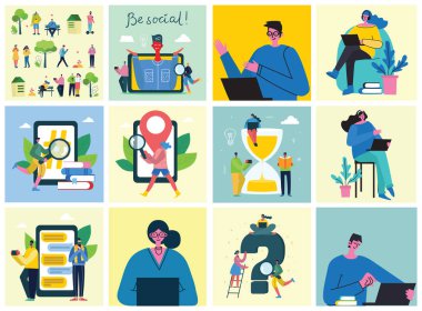 new people business poster, simply vector illustration 