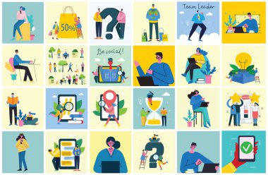 new people business poster, simply vector illustration 